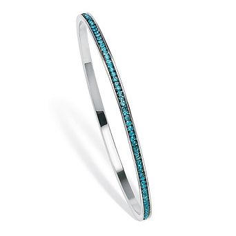 PalmBeach Jewelry Simulated Birthstone Silvertone Eternity Bangle Bracelet