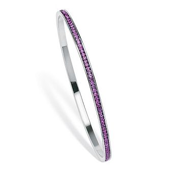 PalmBeach Jewelry Simulated Birthstone Silvertone Eternity Bangle Bracelet