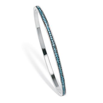 PalmBeach Jewelry Simulated Birthstone Silvertone Eternity Bangle Bracelet