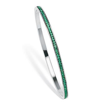 PalmBeach Jewelry Simulated Birthstone Silvertone Eternity Bangle Bracelet