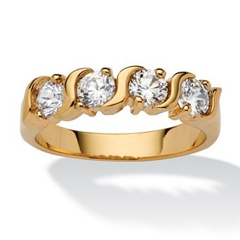 PalmBeach Jewelry 1 TCW Round Cubic Zirconia S Style Ring in Yellow Gold-Plated