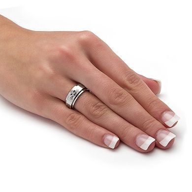 PalmBeach Jewelry Cat Lady Spinner Ring in Black IP Stainless Steel