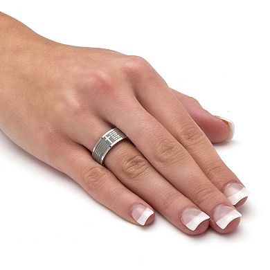 PalmBeach Jewelry Lord's Prayer Ring in Stainless Steel