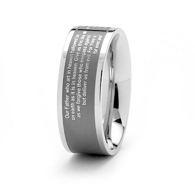 PalmBeach Jewelry Lord's Prayer Ring in Stainless Steel
