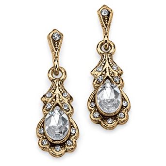 PalmBeach Jewelry Simulated Birthstone Goldtone Drop Earrings