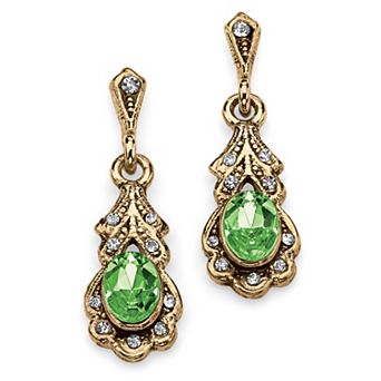 PalmBeach Jewelry Simulated Birthstone Goldtone Drop Earrings