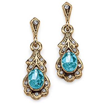 PalmBeach Jewelry Simulated Birthstone Goldtone Drop Earrings