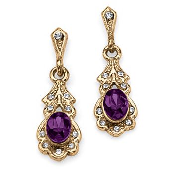 PalmBeach Jewelry Simulated Birthstone Goldtone Drop Earrings