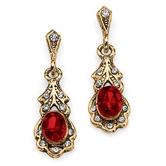 PalmBeach Jewelry Simulated Birthstone Goldtone Drop Earrings