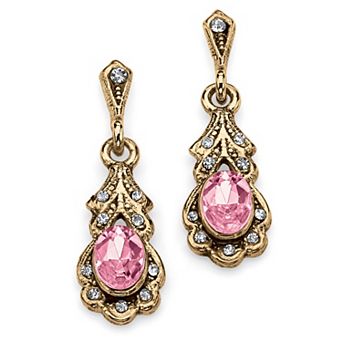 PalmBeach Jewelry Simulated Birthstone Goldtone Drop Earrings