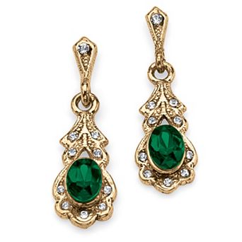 PalmBeach Jewelry Simulated Birthstone Goldtone Drop Earrings