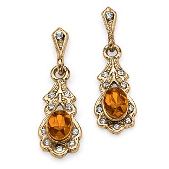 PalmBeach Jewelry Simulated Birthstone Goldtone Drop Earrings