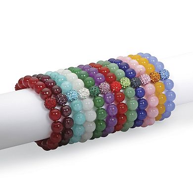 PalmBeach Jewelry Agate & Simulated Birthstone Stretch Bracelet