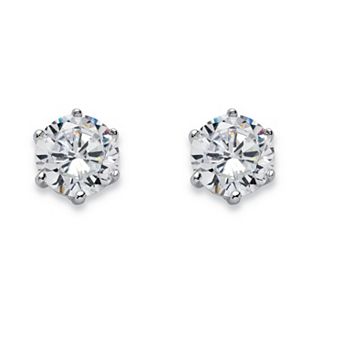 PalmBeach Jewelry Sterling Silver Round Simulated Birthstone Stud Earrings