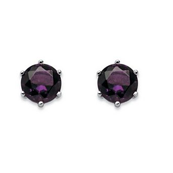 PalmBeach Jewelry Sterling Silver Round Simulated Birthstone Stud Earrings