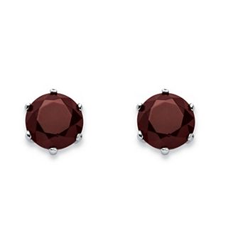 PalmBeach Jewelry Sterling Silver Round Simulated Birthstone Stud Earrings