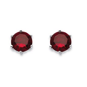PalmBeach Jewelry Sterling Silver Round Simulated Birthstone Stud Earrings