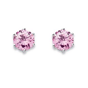 PalmBeach Jewelry Sterling Silver Round Simulated Birthstone Stud Earrings