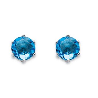 PalmBeach Jewelry Sterling Silver Round Simulated Birthstone Stud Earrings