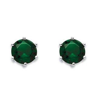 PalmBeach Jewelry Sterling Silver Round Simulated Birthstone Stud Earrings