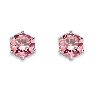 PalmBeach Jewelry Sterling Silver Round Simulated Birthstone Stud Earrings