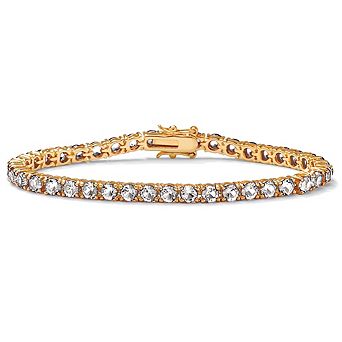 PalmBeach Jewelry Simulated Birthstone Tennis Bracelet in Gold-Plated