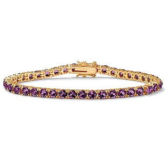 PalmBeach Jewelry Simulated Birthstone Tennis Bracelet in Gold-Plated