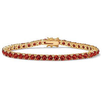 PalmBeach Jewelry Simulated Birthstone Tennis Bracelet in Gold-Plated