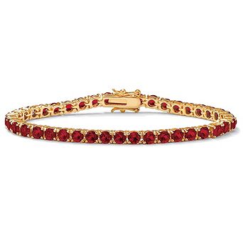 PalmBeach Jewelry Simulated Birthstone Tennis Bracelet in Gold-Plated