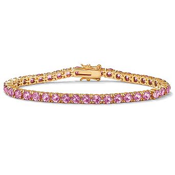 PalmBeach Jewelry Simulated Birthstone Tennis Bracelet in Gold-Plated