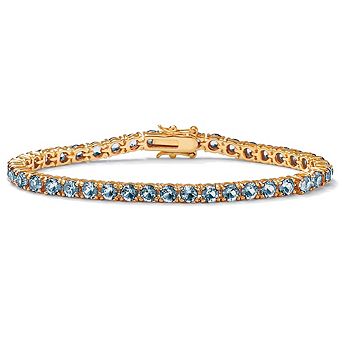 PalmBeach Jewelry Simulated Birthstone Tennis Bracelet in Gold-Plated