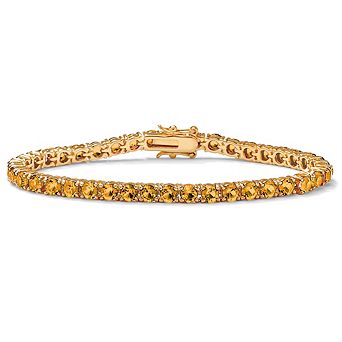PalmBeach Jewelry Simulated Birthstone Tennis Bracelet in Gold-Plated