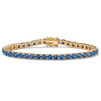 PalmBeach Jewelry Simulated Birthstone Tennis Bracelet in Gold-Plated