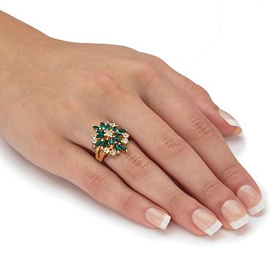 PalmBeach Jewelry Green Crystal 18k Gold-Plated Cluster Ring.