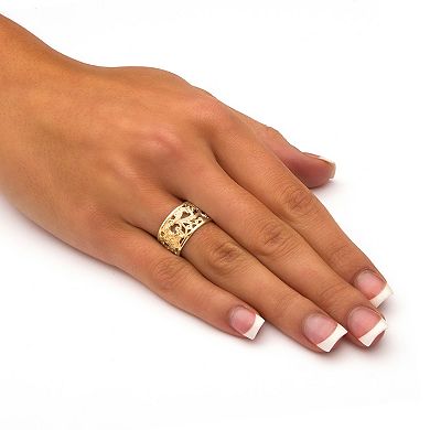 PalmBeach Jewelry Filigree Gold-Plated Sterling Silver Ornate Scroll Design Ring Band