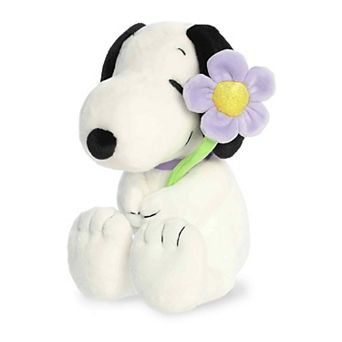 Aurora Adorable 9" Snoopy Peanuts Small Purple Flower Stuffed Animal