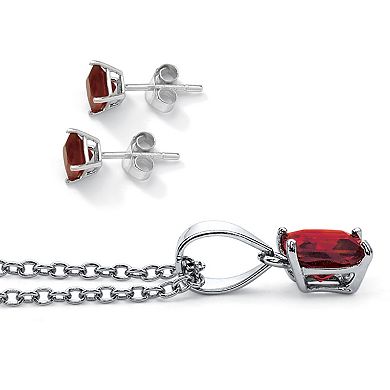 PalmBeach Jewelry Simulated Birthstone Jewelry Set in Sterling Silver