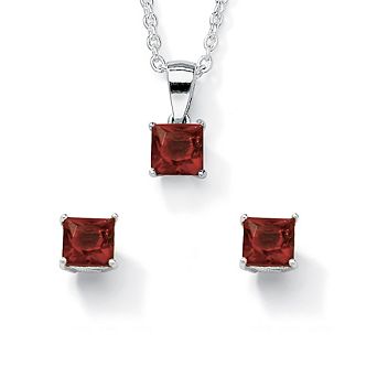 PalmBeach Jewelry Simulated Birthstone Jewelry Set in Sterling Silver