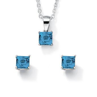 PalmBeach Jewelry Simulated Birthstone Jewelry Set in Sterling Silver
