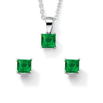 PalmBeach Jewelry Simulated Birthstone Jewelry Set in Sterling Silver