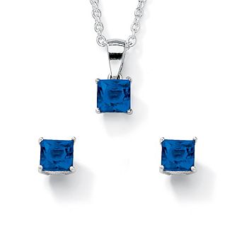 PalmBeach Jewelry Simulated Birthstone Jewelry Set in Sterling Silver