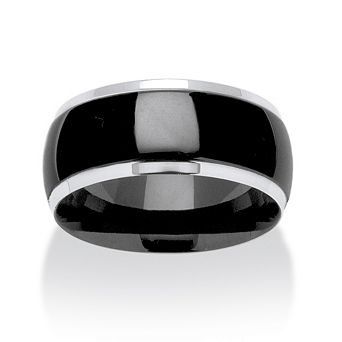 PalmBeach Jewelry Wedding Band in Stainless Steel and Black Ion-Plated Stainless Steel (10mm)