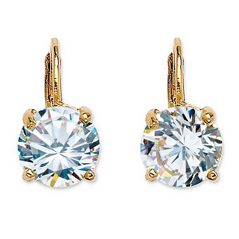 PalmBeach Jewelry 4 TCW Round CZ Stud Earrings Yellow Gold-Plated