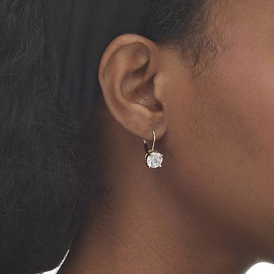 PalmBeach Jewelry 4 TCW Round CZ Stud Earrings Yellow Gold-Plated