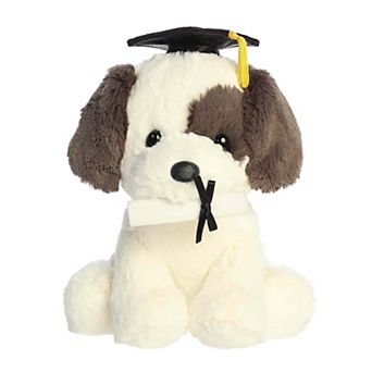 Aurora Small White Commemorative Stuffed Animal 8.5" Grad Terrier Pup Graduation