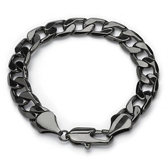 PalmBeach Jewelry Men's Curb-Link Chain Bracelet in Black Ruthenium 9"