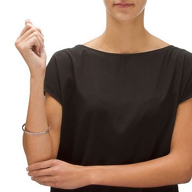 PalmBeach Jewelry Simulated Birthstone Silvertone Eternity Bangle Bracelet