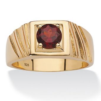 PalmBeach Jewelry Men's 1.40 TCW Round Genuine Red Garnet 14k Gold-plated Sterling Silver Ring