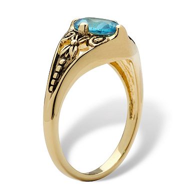 PalmBeach Jewelry Simulated Birthstone Gold-Plated Filigree Ring