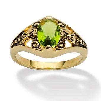 PalmBeach Jewelry Simulated Birthstone Gold-Plated Filigree Ring